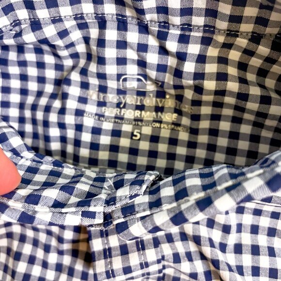Vineyard Vines Boys Performance Gingham Button Front Shirt, Size 5 - Picture 3 of 4